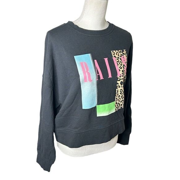 RAILS ALICE NEON RAILS SWEATSHIRT LONG SLEEVE CREWNECK Y2K 80S BLACK Sz LARGE - Picture 3 of 5